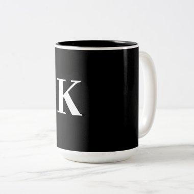Monogram Wedding Gift Party Favor Black White Name Two-Tone Coffee Mug