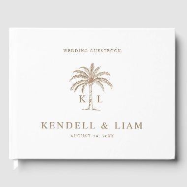 Monogram Wedding Logo Palm Tree Guest Book