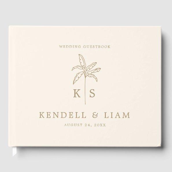 Monogram Wedding Logo Palm Tree Guest Book