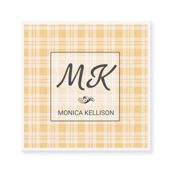 Monogram with Flannel Pattern Square Business