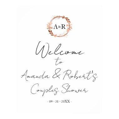 Monogram Wreath Couples Shower Welcome Sign Board