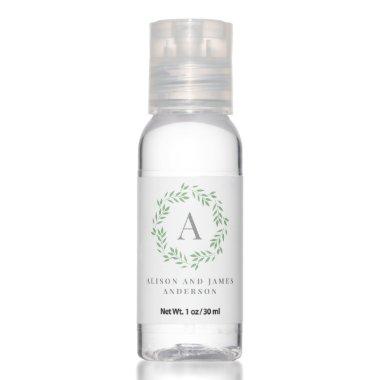 Monogram Wreath EDITABLE COLOR Party Favors Hand Sanitizer