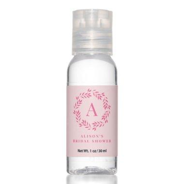 Monogram Wreath EDITABLE COLOR Party Favors Hand Sanitizer
