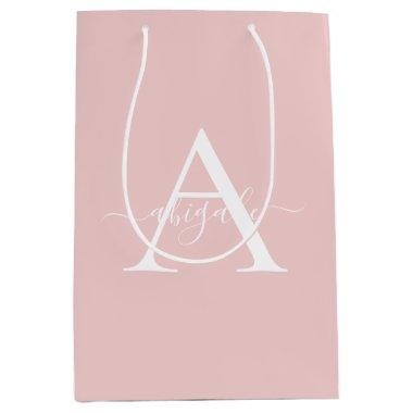 Monogrammed Baby Pink | Minimalist Elegant Medium Gift Bag