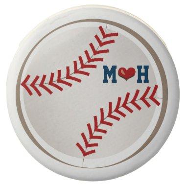 Monogrammed Baseball Heart Wedding Chocolate Covered Oreo