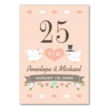 Monogrammed Blus Love Birds Dove Table Number