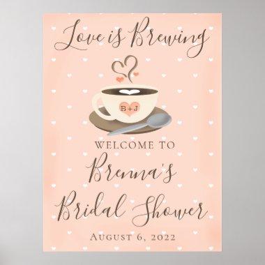 Monogrammed Coffee Cup Bridal Shower Welcome Sign