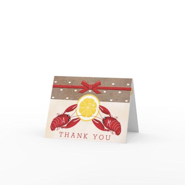 Monogrammed Crawfish Boil Wedding Shower Thank You