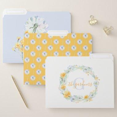 Monogrammed Dandelion File Folders