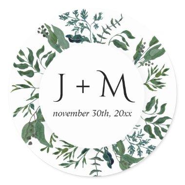 Monogrammed Envelope Seal Emerald Forest Foliage