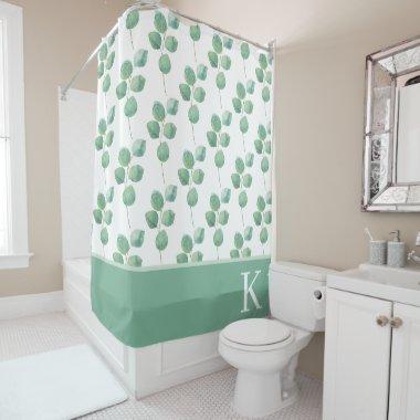 Monogrammed Eucalyptus Shower Curtain