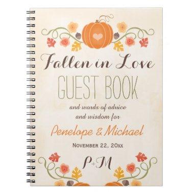 Monogrammed Fall Pumpkin Acorn Wedding Guest Boook Notebook
