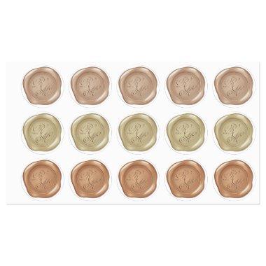 Monogrammed Faux Metallic Look Wax Seals Labels