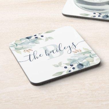 Monogrammed Floral Hard plastic coaster