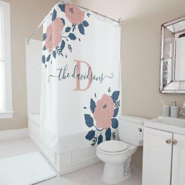 Monogrammed Floral Shower Curtain