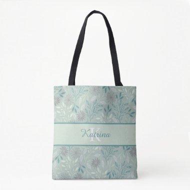 Monogrammed Floral Tote Bag