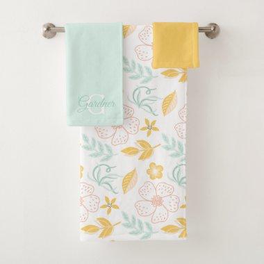Monogrammed Floral Towel Set