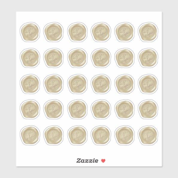 Monogrammed Gold Faux Wax Seals Sticker