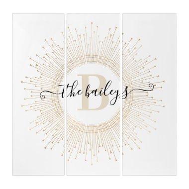 Monogrammed Gold Mandala Triptych