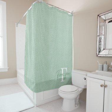 Monogrammed Green Shower Curtain