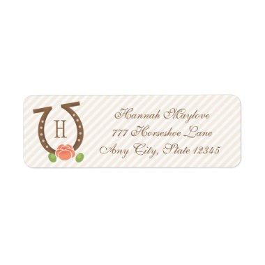 MONOGRAMMED HORSESHOE AND ROSE RETURN ADDRESS LABEL