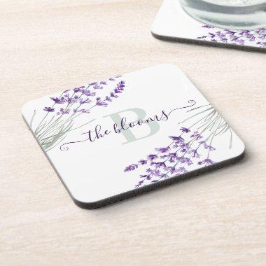 Monogrammed Lavender Hard plastic coaster