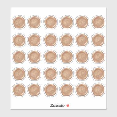 Monogrammed Lt Copper Faux Wax Seals Sticker