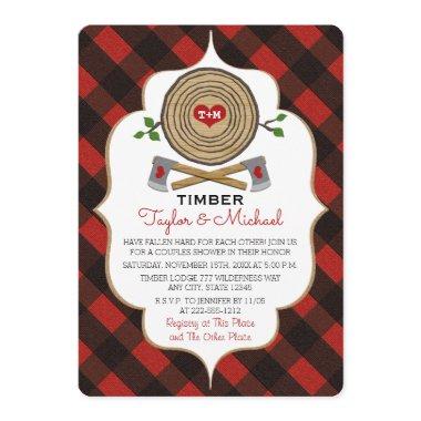 Monogrammed Lumberjack and Jill Wedding Shower Invitations