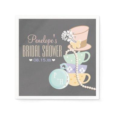 Monogrammed Mad Hatter Bridal Shower Paper Napkins