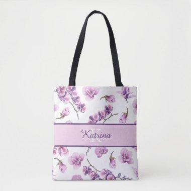 Monogrammed Orchid Tote Bag