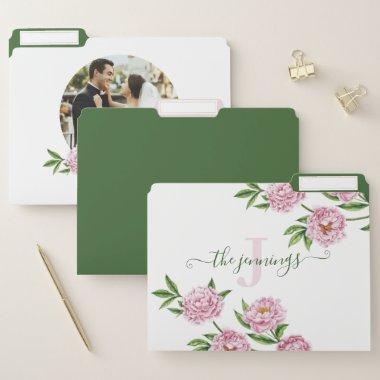 Monogrammed Peony File Folders