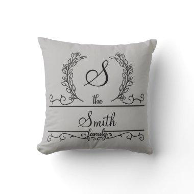 Monogrammed Personalized Family Name Throw Pillow