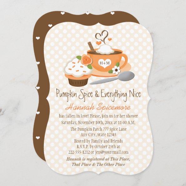 Monogrammed Pumpkin Spice Fall Bridal Shower Invitations