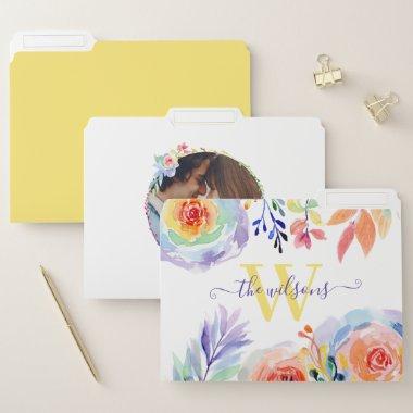 Monogrammed Rainbow Floral File Folders