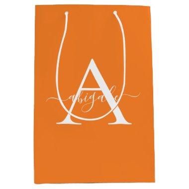 Monogrammed Royal Orange | Minimalist Elegant Medium Gift Bag