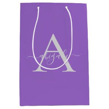 Monogrammed Script Iris | Minimalist Elegant Medium Gift Bag