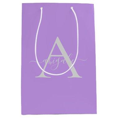 Monogrammed Script Lavender | Minimalist Elegant Medium Gift Bag