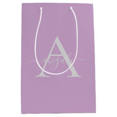 Monogrammed Script Lilac | Minimalist Elegant Medium Gift Bag