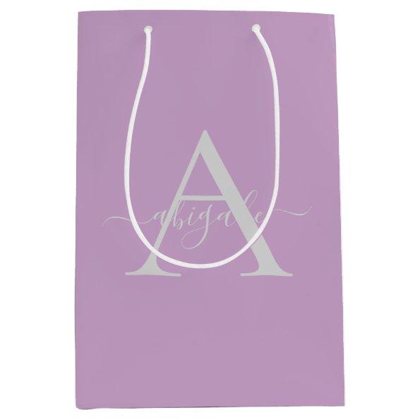 Monogrammed Script Lilac | Minimalist Elegant Medium Gift Bag