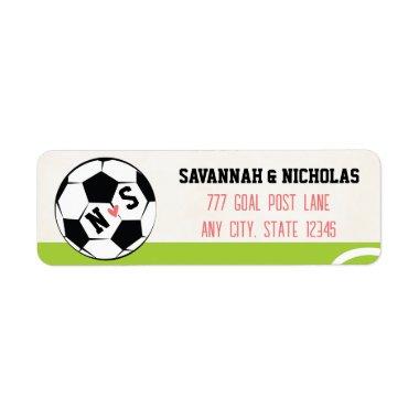 Monogrammed Soccer Ball Wedding Label