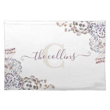 Monogrammed Watercolor Boho Floral Placemat