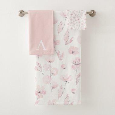 Monogrammed Watercolor Floral Towel Set