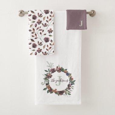 Monogrammed Watercolor Floral Towel Set