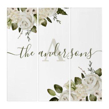 Monogrammed Watercolor Floral Triptych