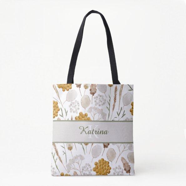 Monogrammed Watercolor Honeycomb Tote
