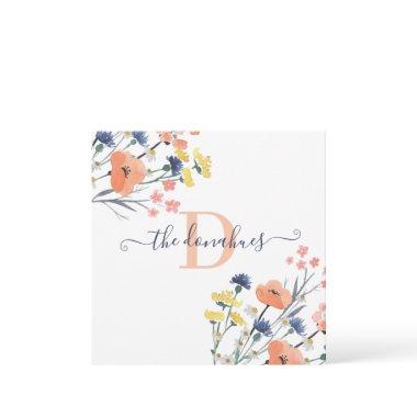 Monogrammed Watercolor Wildflower Square Invitations