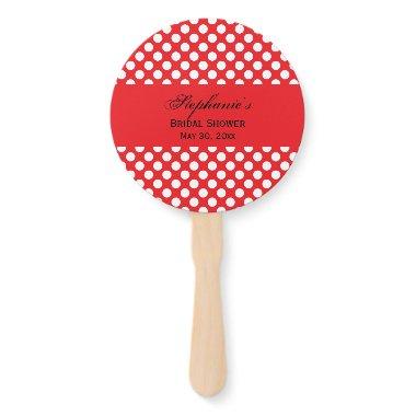 Monogrammed White and Red Polka Dot Bridal Shower Hand Fan