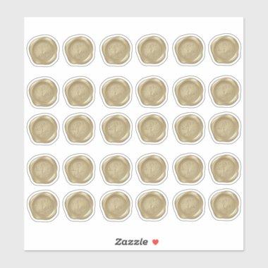 Monogrammed Yellow Gold Faux Wax Seals Sticker