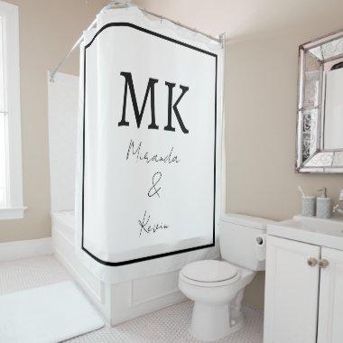Monograms Black White Modern Minimal Stylish Shower Curtain