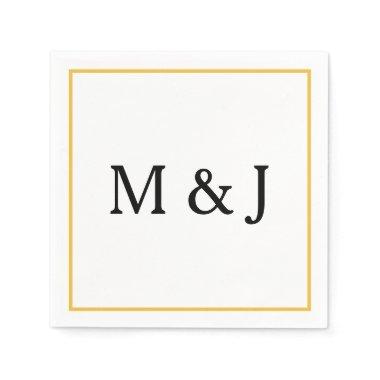 Monograms Custom Name Gold Black Modern Wedding Napkins
